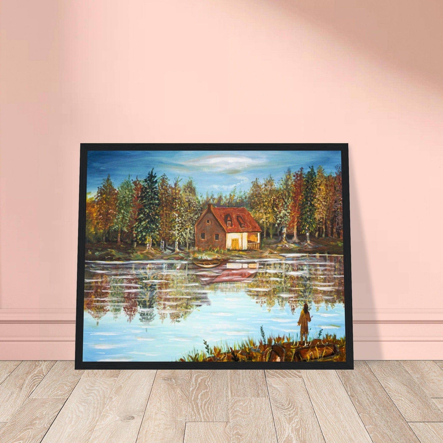 "A Small House On The Lake" - Classic Matte Paper Wooden Framed Poster - Devora Gallery