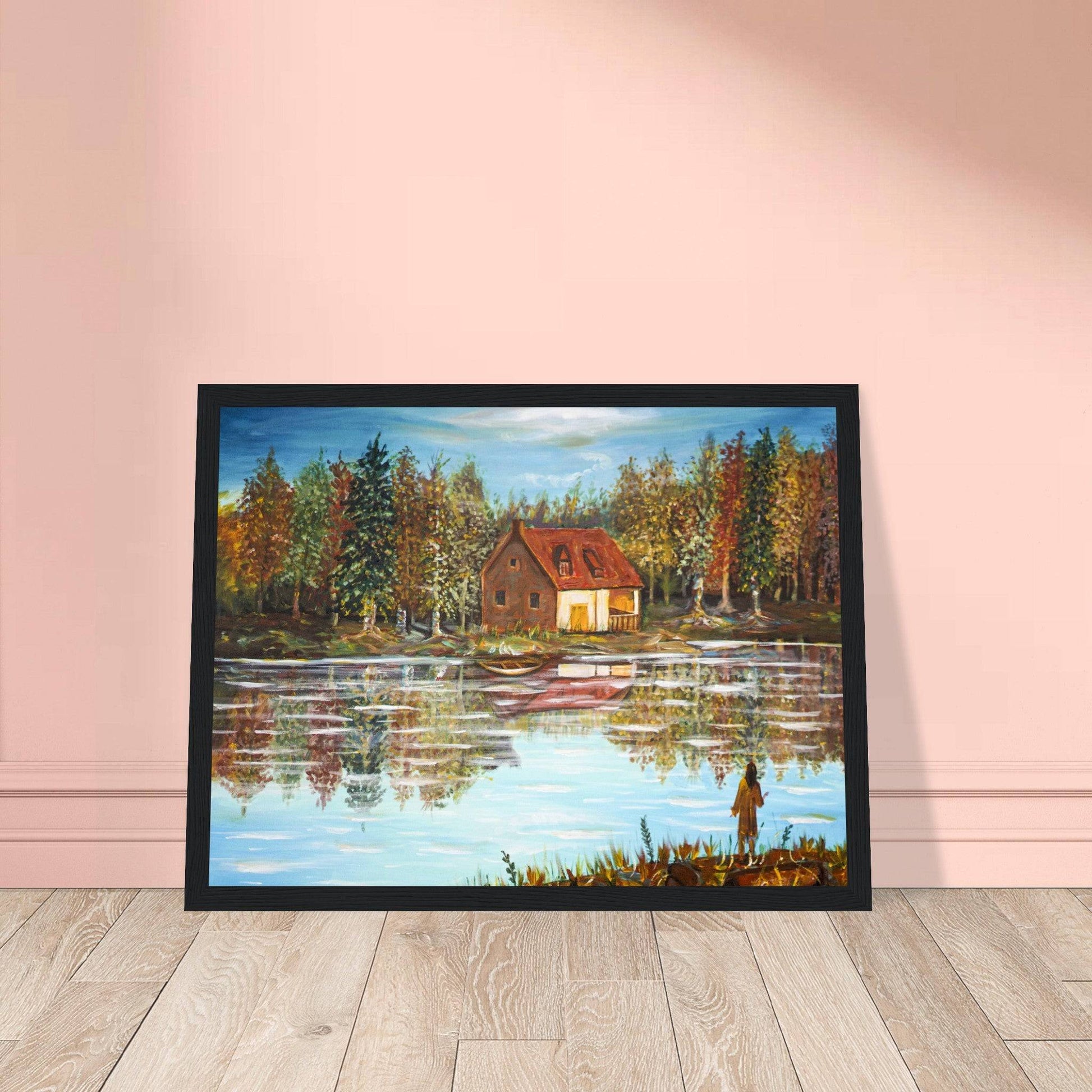 "A Small House On The Lake" - Classic Matte Paper Wooden Framed Poster - Devora Gallery