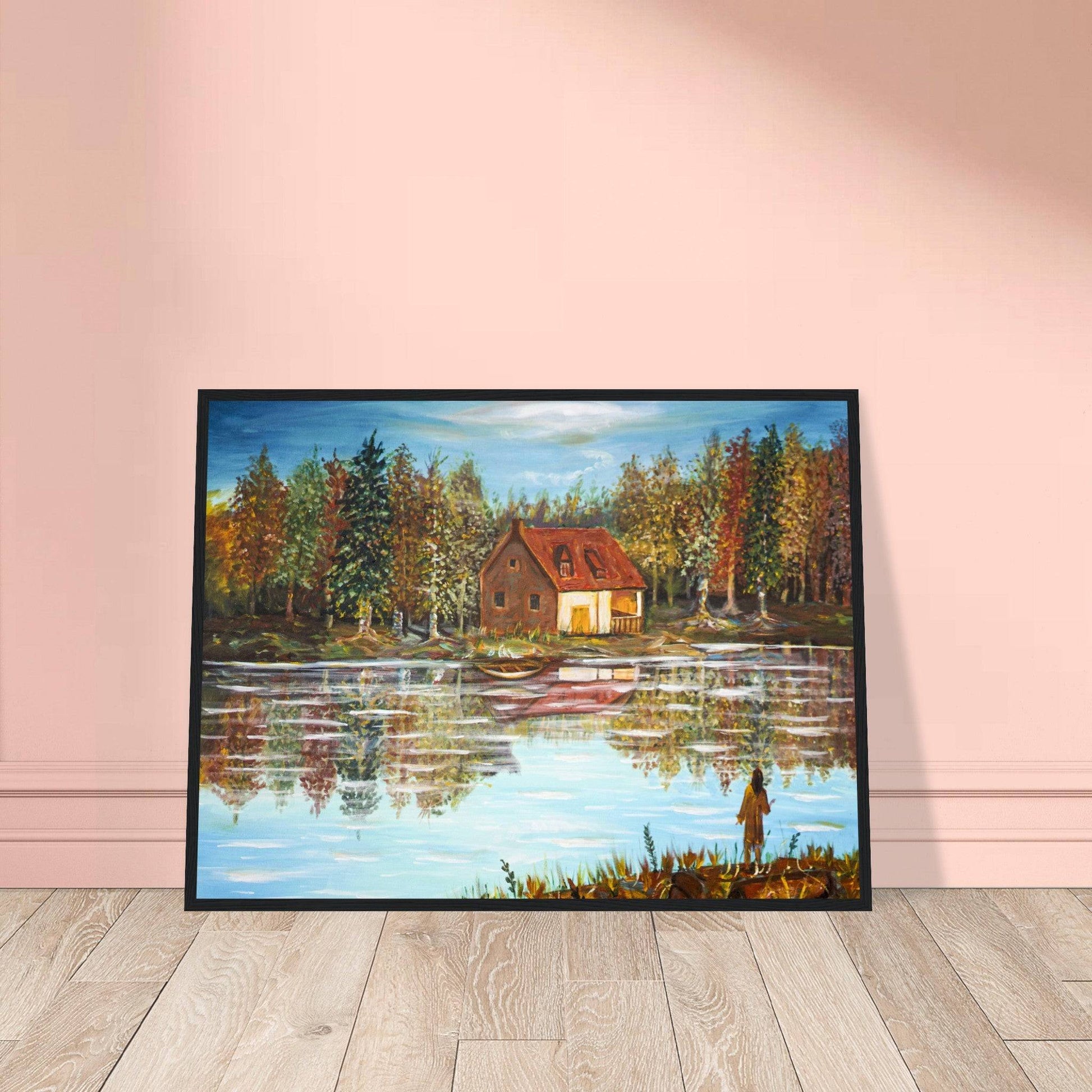 "A Small House On The Lake" - Classic Matte Paper Wooden Framed Poster - Devora Gallery