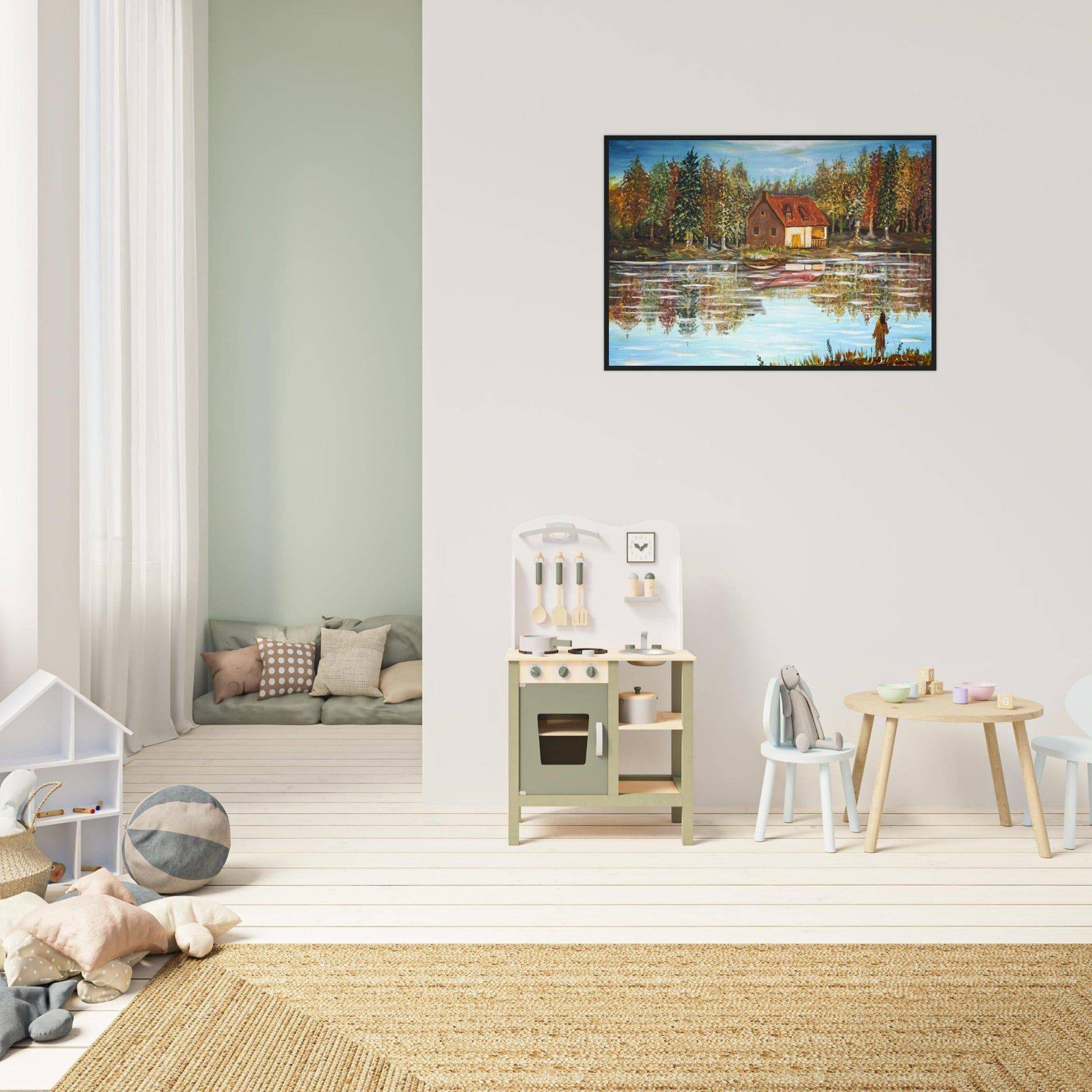 "A Small House On The Lake" - Classic Matte Paper Wooden Framed Poster - Devora Gallery