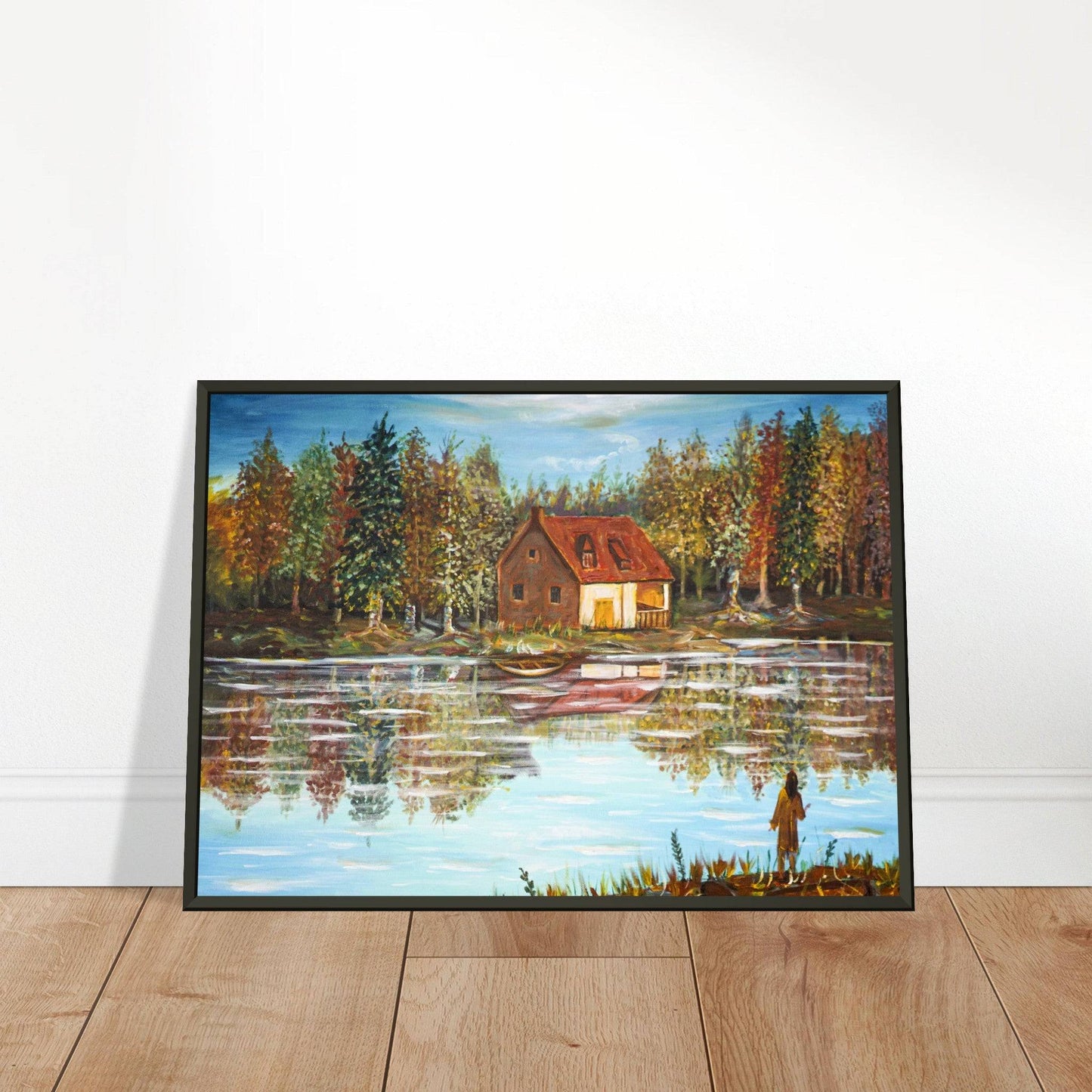 "A Small House On The Lake" - Premium Matte Paper Metal Framed Poster - Devora Gallery