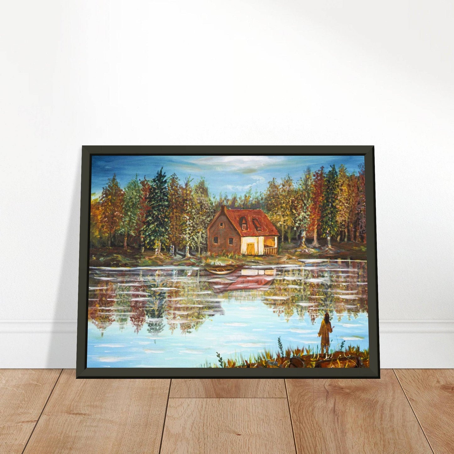 "A Small House On The Lake" - Premium Matte Paper Metal Framed Poster - Devora Gallery