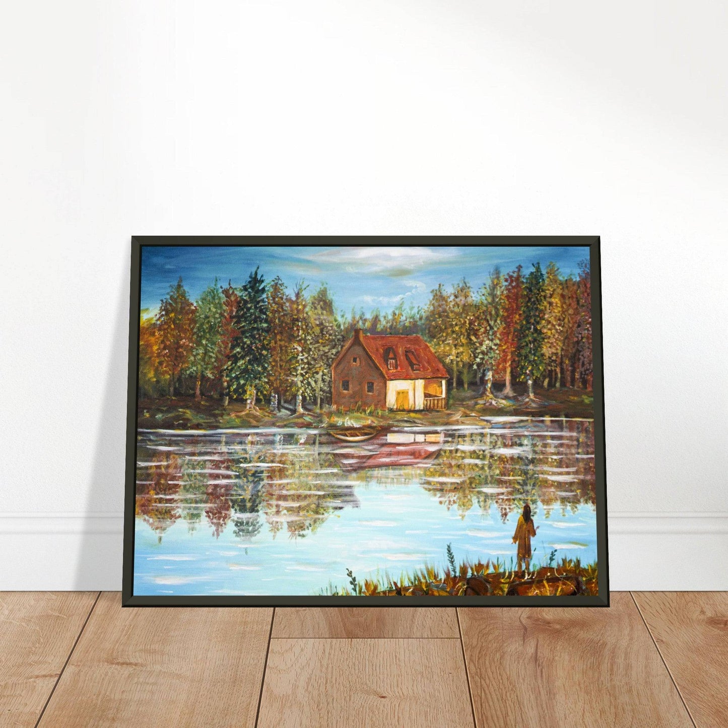 "A Small House On The Lake" - Premium Matte Paper Metal Framed Poster - Devora Gallery