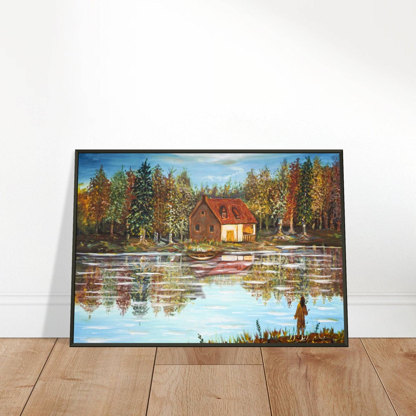 "A Small House On The Lake" - Premium Matte Paper Metal Framed Poster - Devora Gallery